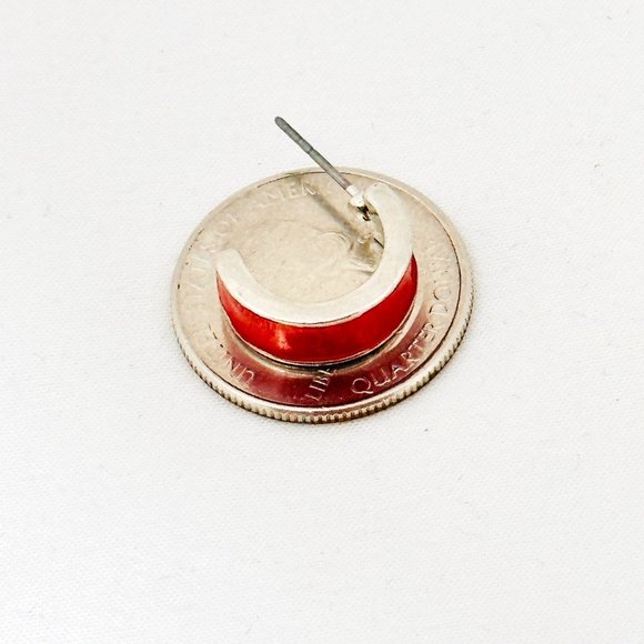 Three Pairs Vintage Studio Works Classic Half Round Enameled Earrings - New - Picture 4 of 4